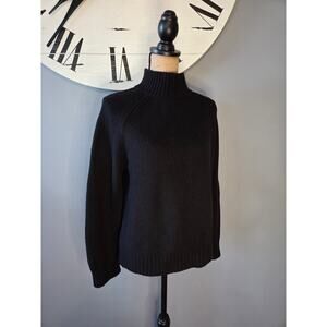 Akris Punto wool cashmere knit mock neck zip chunky black sweater 10